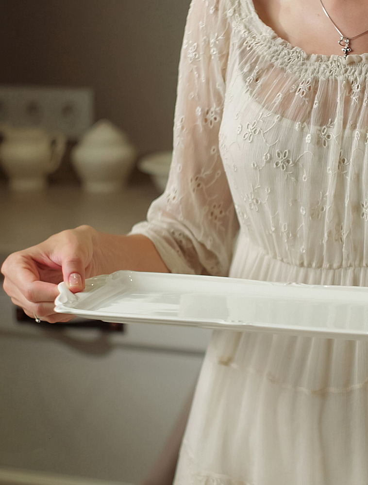 Плоское блюдо Rocaille Blanc, 39 см от Gien